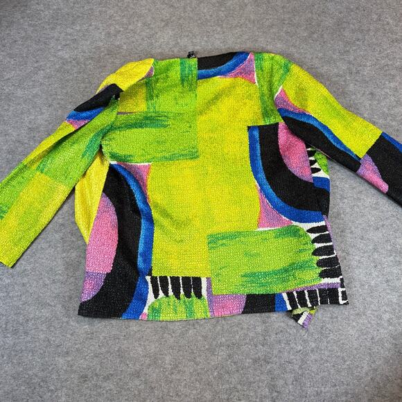 Berek Jacket Womens Medium Yellow Green Abstract Textured Artsy Retro Hippie - Picture 2 of 6